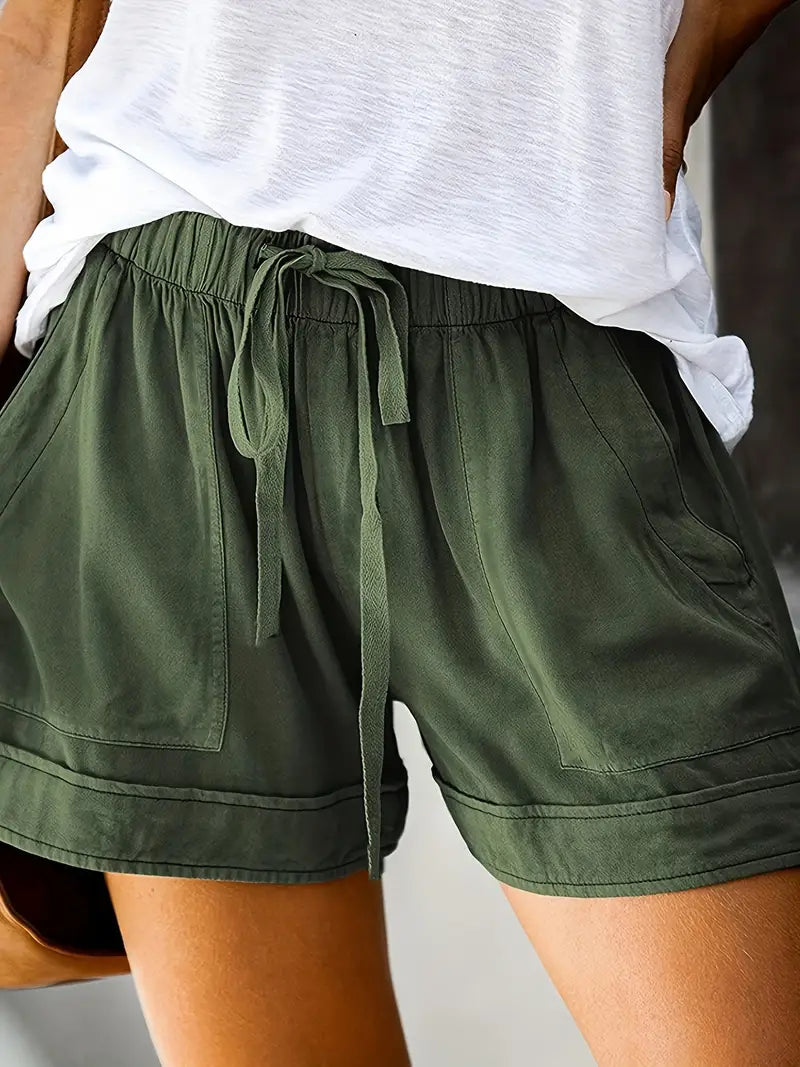 Drawstring Elastic Waist Shorts